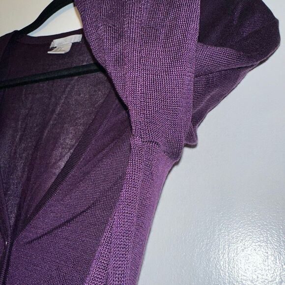 H&M Women’s Small Dark Plum Purple V Neck Elbow Length Sleeve Cardigan EUC - Picture 4 of 8